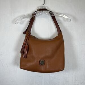Dooney & Bourke Wexford Hobo Shoulder Bag Large Tan Pebbled Leather & Camel Brwn